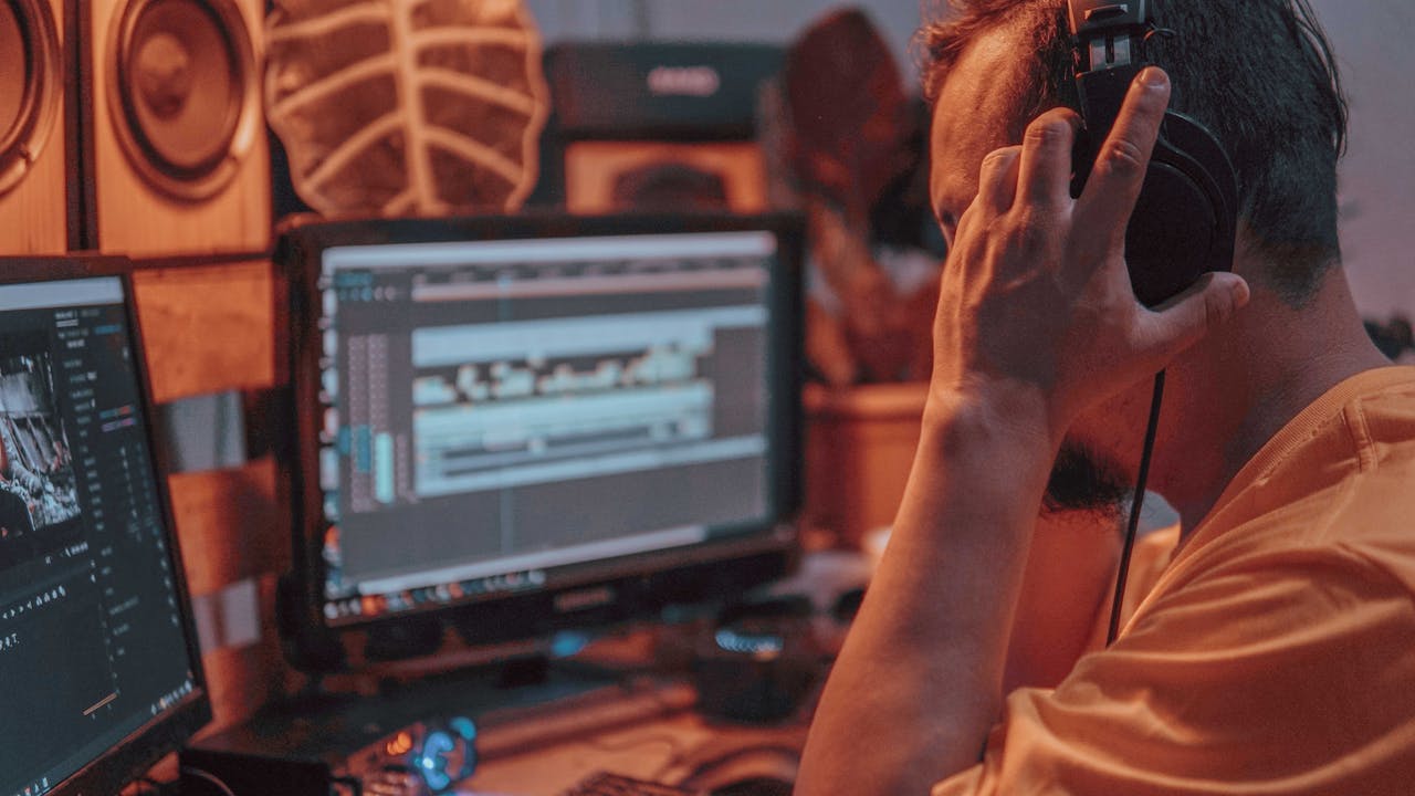 Close-up Photo of Person holding his Black Headphones